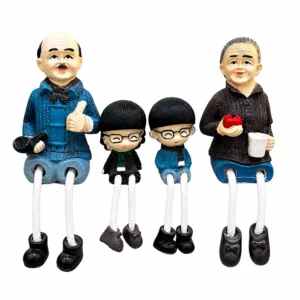 Decorative Family Doll Figurines with Dangling Legs – Cute Boy, Girl & Family Character Showpieces for Home, Table & Shelf Décor