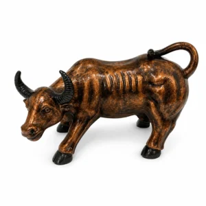 Premium Decorative Bull Statue with Antique Bronze Finish & Detailed Sculpting – Elegant Home Décor Showpiece, Made in China