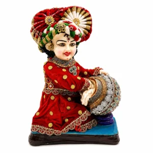 Premium Decorative Bal Krishna Idol with Traditional Turban & Matki – 18 Inch – Made in China