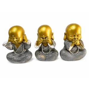 Premium Three Wise Monks Decorative Figurine Set – See No Evil, Hear No Evil, Speak No Evil – Made in China