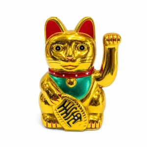 Premium Golden Maneki Neko Lucky Cat Showpiece with Waving Paw & Fortune Coin – Made in China