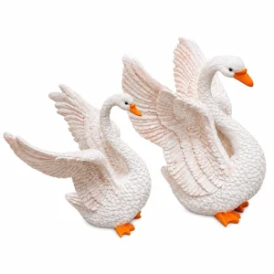 Premium Decorative White Swan Couple Figurine Showpiece – Made in China