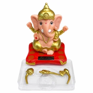 Premium Solar-Powered Lord Ganesha Idol with Moving Hands & Decorative Base – Made in China