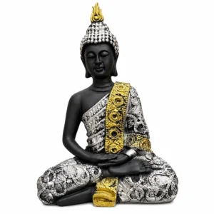 Premium Meditating Buddha Statue Collection with Antique Gold & Silver Detailing – Made in China